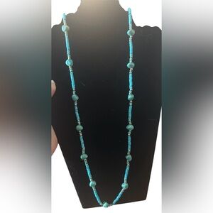 Turquoise Beaded Necklace 16.5"